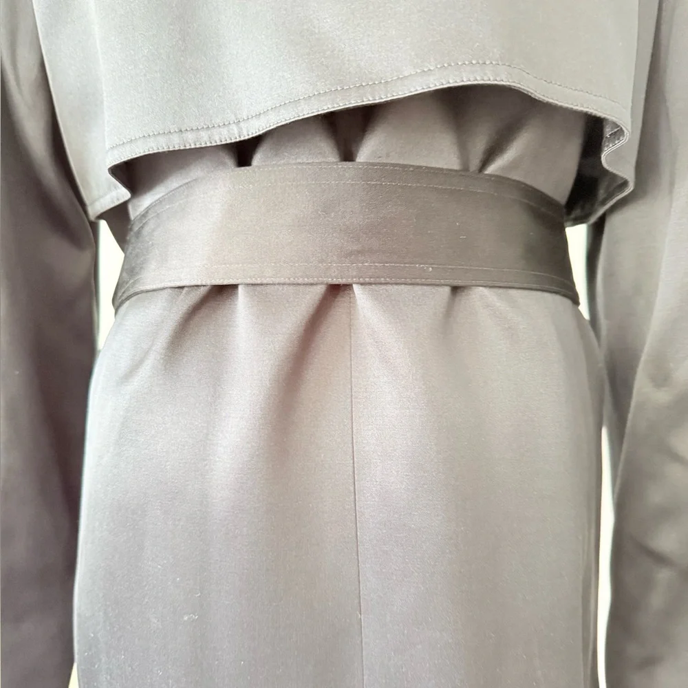 CELINE Silk Wool Blend Belted Trench Coat - Picture 11 of 16